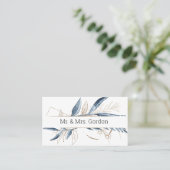 ブルー金ゴールドモダンフローラエレガント護衛カード プレイスカード (スタンド正面)