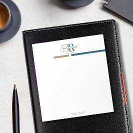 ブルー金ゴールドモノグラムシンプルモダン ノートパッド