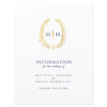 ブルー金ゴールドモノグラム結婚リースのゲスト情報