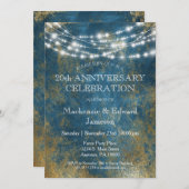 ブルー金ゴールドライツアニバーサリーパーティの招待状 招待状 (正面/裏面)