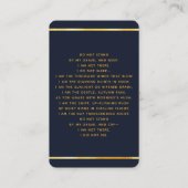 ブルー金ゴールドライトクロス葬儀祈りの言葉カード 名刺 (裏面)