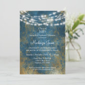 ブルー金ゴールドライトズ卒業パーティー招待状 招待状 (スタンド正面)