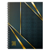 ブルー金ゴールドラグジュアリーモダンミニマル抽象芸術 ノートブック (正面)