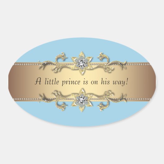 ブルー金ゴールドリトルプリンス封筒用シール 楕円形シール (正面)
