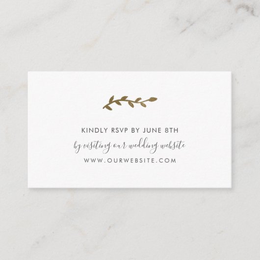 ブルー金ゴールドリース結婚のWebサイトrsvp エンクロージャーカード (正面)