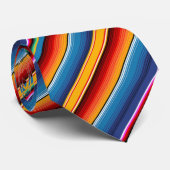 ブルー金ゴールドレッドメキシカンサラペ ネクタイ (ロール)
