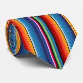 ブルー金ゴールドレッドメキシカンサラペ ネクタイ (ロール)