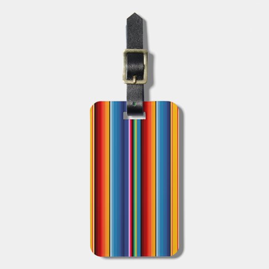 ブルー金ゴールドレッドメキシカンサラペ ラゲッジタグ (正面縦)