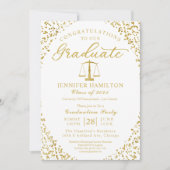 ブルー金ゴールドロースクール卒業党招待状 招待状 (正面)