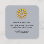 ブルー金ゴールドロータスフラワーヨガホリスティック瞑想 スクエア名刺 (裏面)