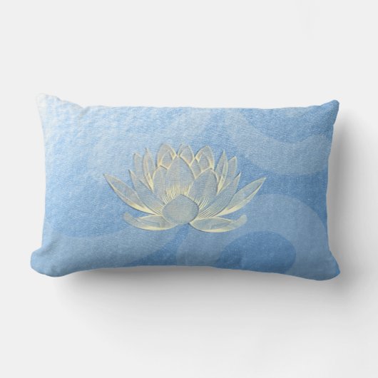 ブルー金ゴールドロータスヨガスタジオメディテーションインストラクター ランバークッション (正面)