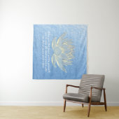 ブルー金ゴールドロータスヨガメディテーションインストラクター引用文 タペストリー (インサイチュ(横))