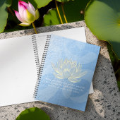 ブルー金ゴールドロータスヨガメディテーションインストラクター引用文 プランナー手帳