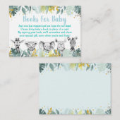 ブルー金ゴールドワイルドワンサファリベイビーシャワーブックリクエスト エンクロージャーカード (正面/裏面)