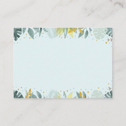 ブルー金ゴールドワイルドワンサファリベビーおむつラッフル エンクロージャーカード (裏面)