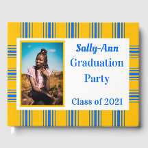 ブルー金ゴールド写真卒業パーティー