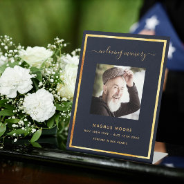 ブルー金ゴールド写真追悼式 台座サイン