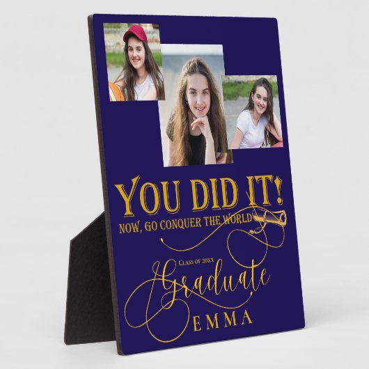 ブルー金ゴールド卒業写真数々の記念ギフト フォトプラーク (側面)