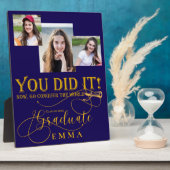 ブルー金ゴールド卒業写真数々の記念ギフト フォトプラーク (側面)