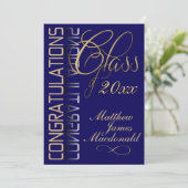 ブルー金ゴールド反クラシック射システム卒業パーティー 招待状 (スタンド正面)