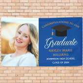 ブルー金ゴールド大学院上級写真卒業パーティー 横断幕