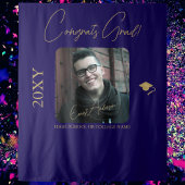 ブルー金ゴールド大学院卒業パーティー写真の背景 タペストリー