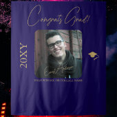 ブルー金ゴールド大学院卒業パーティー写真の背景 タペストリー