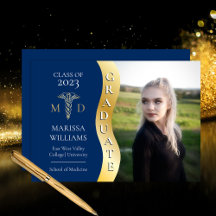 ブルー金ゴールド大学院生Wave Caduceus MD Medical Grad