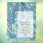 ブルー金ゴールド大理石ヘアサロンQRコード ウィンドウサイン (シート3)