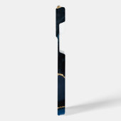 ブルー金ゴールド大理石名前をカスタムするレターiPhoneケース iPhoneケース (左側面)