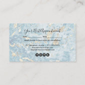 ブルー金ゴールド大理石美容師サロンメイクアップ 予約カード (裏面)