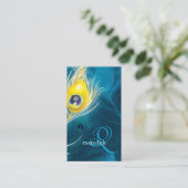 ブルー金ゴールド孔雀フェザーズモノグラム 名刺 (スタンド正面)