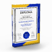 ブルー金ゴールド学校大学卒業証書 フォトブロック (左)