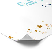 ブルー金ゴールド宇宙誕生日へようこそ ポスター (角)