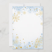 ブルー金ゴールド少し雪が降っている 招待状 (裏面)