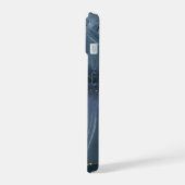 ブルー金ゴールド手絵を描アルコールインキ iPhone 15ケース (左側面)