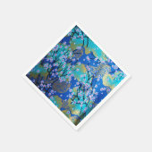 ブルー金ゴールド日本の着物用フローラデカップージ紙 スタンダードカクテルナプキン (角)