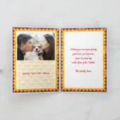 ブルー金ゴールド月の新年のウサギの写真 カード (内部)