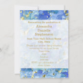 ブルー金ゴールド水彩アート2025写真卒業 招待状 (裏面)