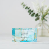 ブルー金ゴールド水彩デザイン 名刺 (スタンド正面)