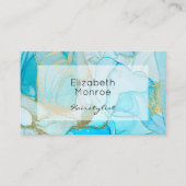 ブルー金ゴールド水彩デザイン 名刺 (正面)