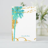 ブルー金ゴールド水彩ビーチ サンキューカード (スタンド正面)