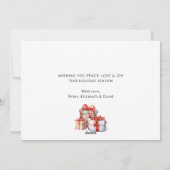 ブルー金ゴールド水彩柊ベル写真 シーズンカード (裏面)