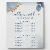 ブルー金ゴールド水彩植物体葉の価格メニュー フォトプラーク (正面)