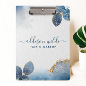 ブルー金ゴールド水彩植物学葉系事業 クリップボード