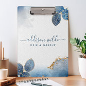 ブルー金ゴールド水彩植物学葉系事業 クリップボード