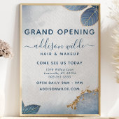 ブルー金ゴールド水彩植物学葉系事業 チラシ