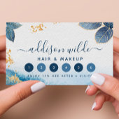 ブルー金ゴールド水彩植物性葉抽象芸術 ロイヤリティカード