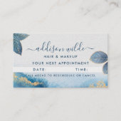 ブルー金ゴールド水彩植物性葉抽象芸術 予約カード (正面)