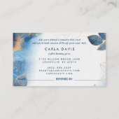 ブルー金ゴールド水彩植物性葉抽象芸術 紹介カード (裏面)